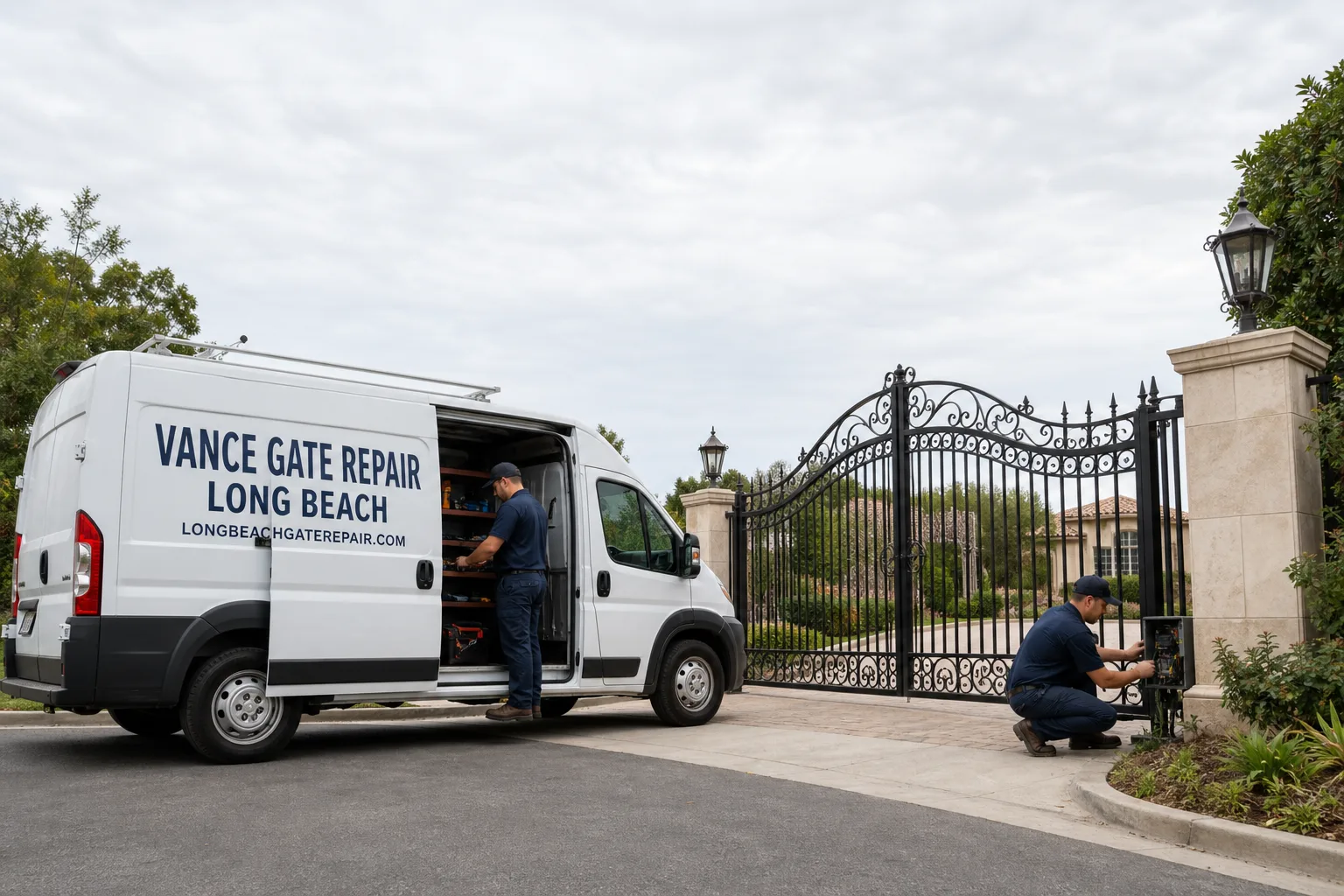 Vance Gate Repair Long Beach gate repair service vehicle and crew in Long Beach, CA